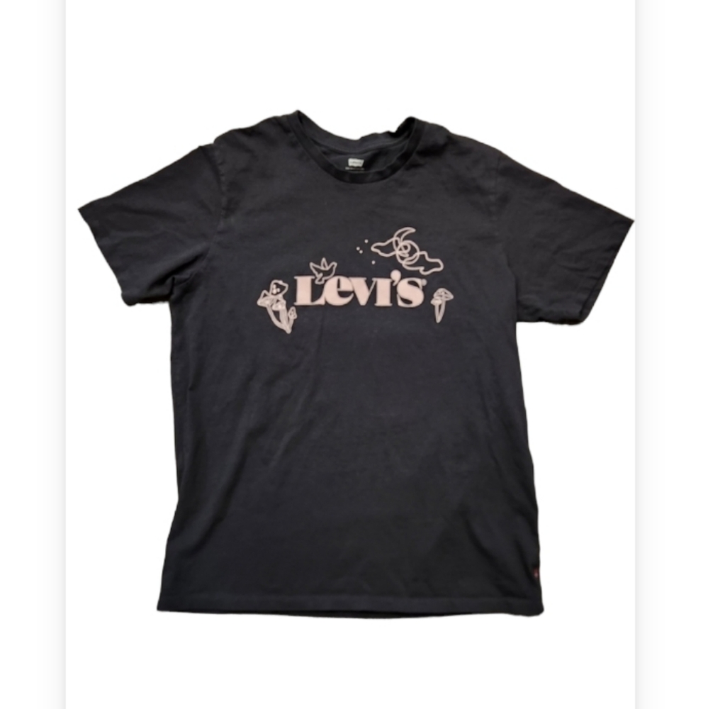 COPY - 🍄 Black Levi's T-Shirt with Pink Mushroom Graphics